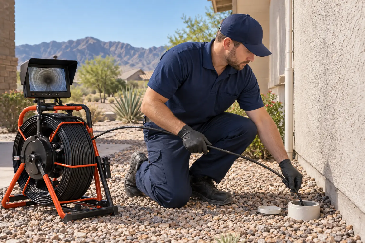 Sewer camera inspection equipment used to assess accessible plumbing piping